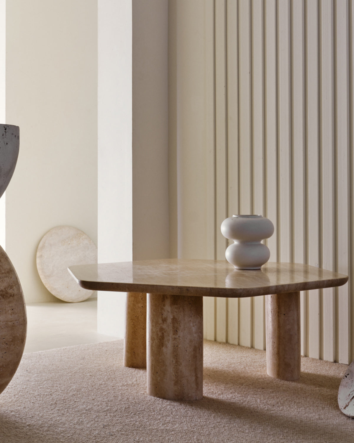 Hexagon Travertine Coffee Table