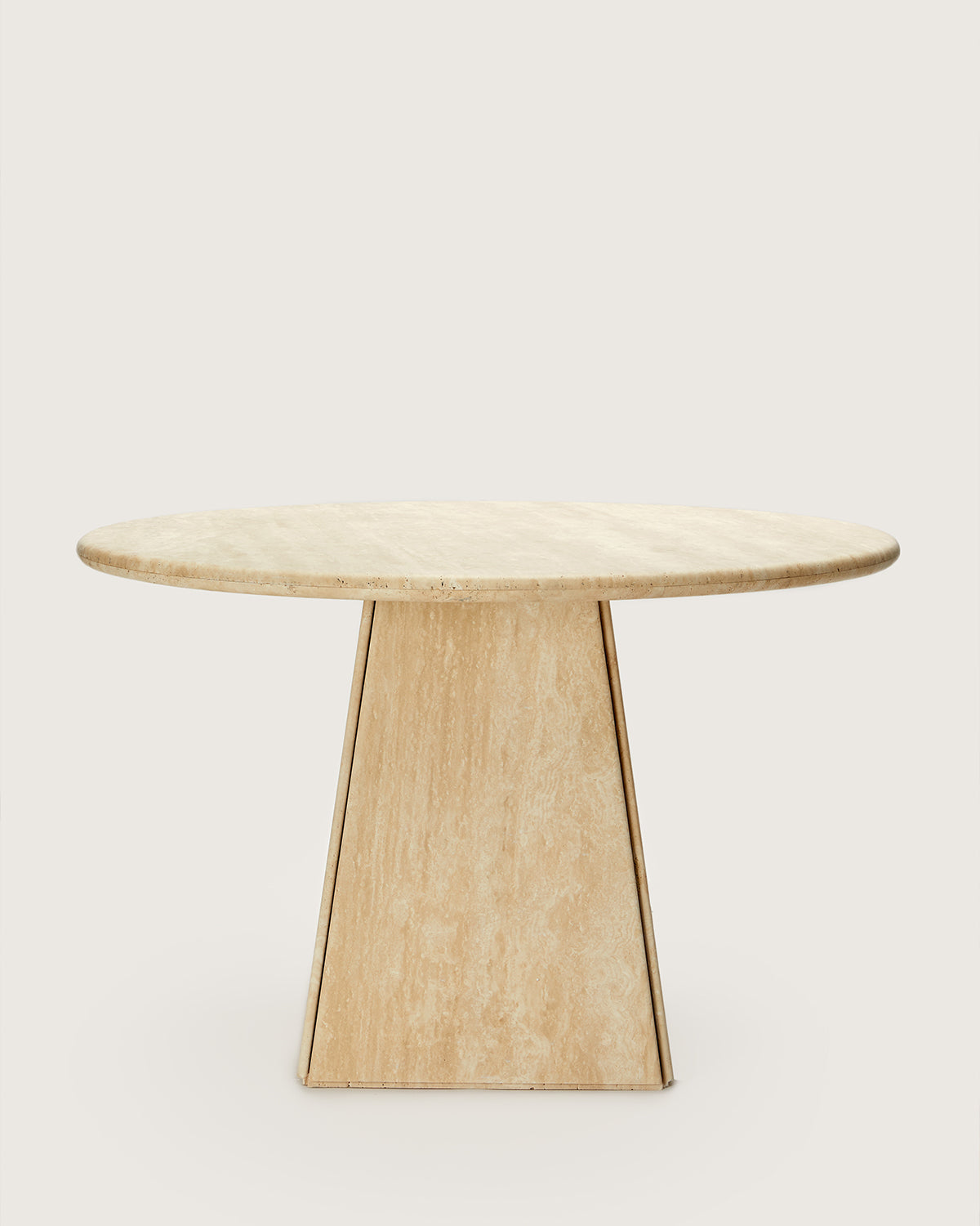 Lunar Round Travertine Table