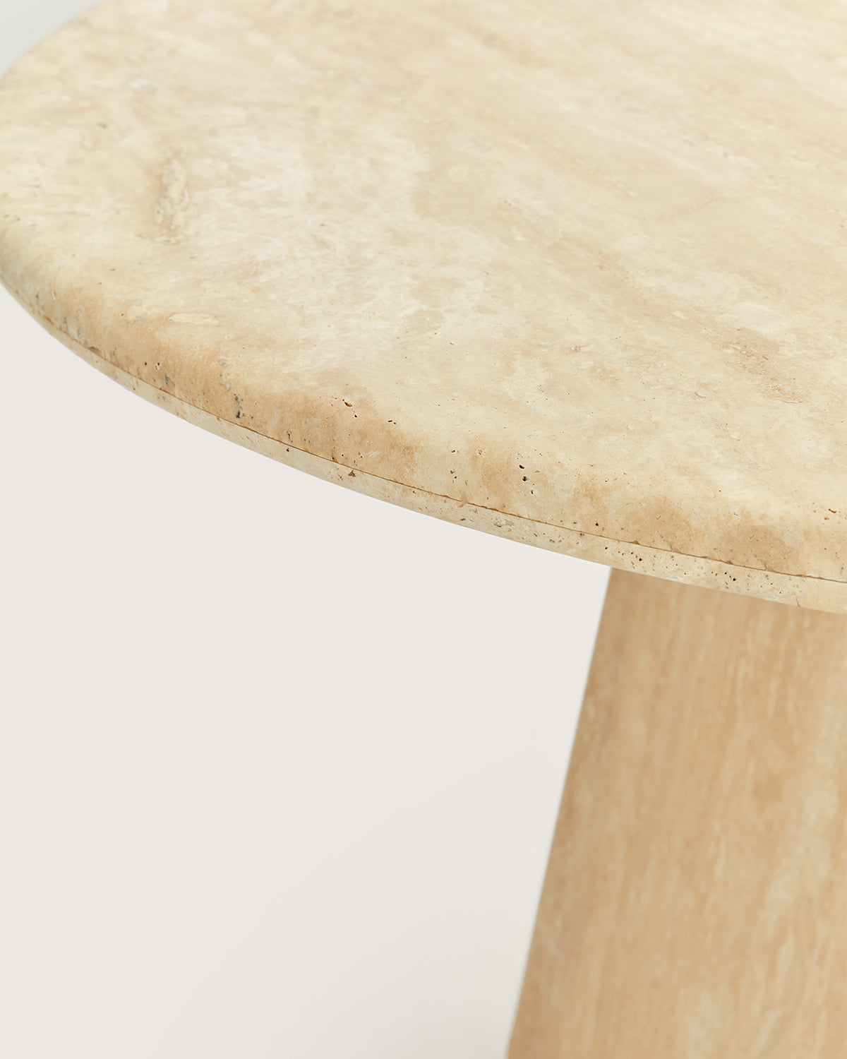 Lunar Round Travertine Table